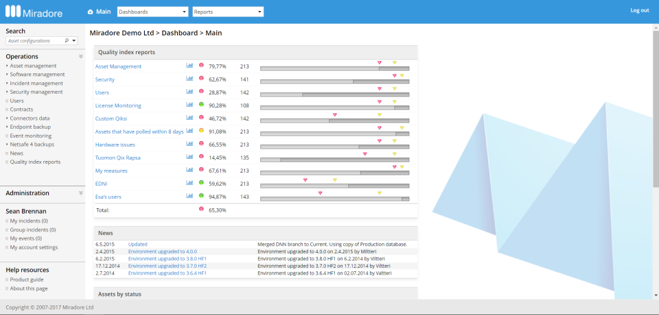 screenshot of Miradore Management Suite